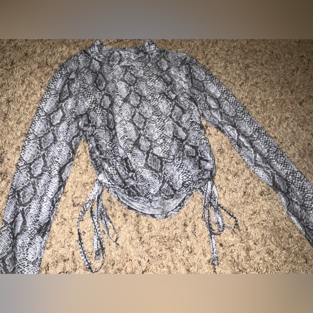 Forever 21 Sheer Snake Skin print long sleeve top